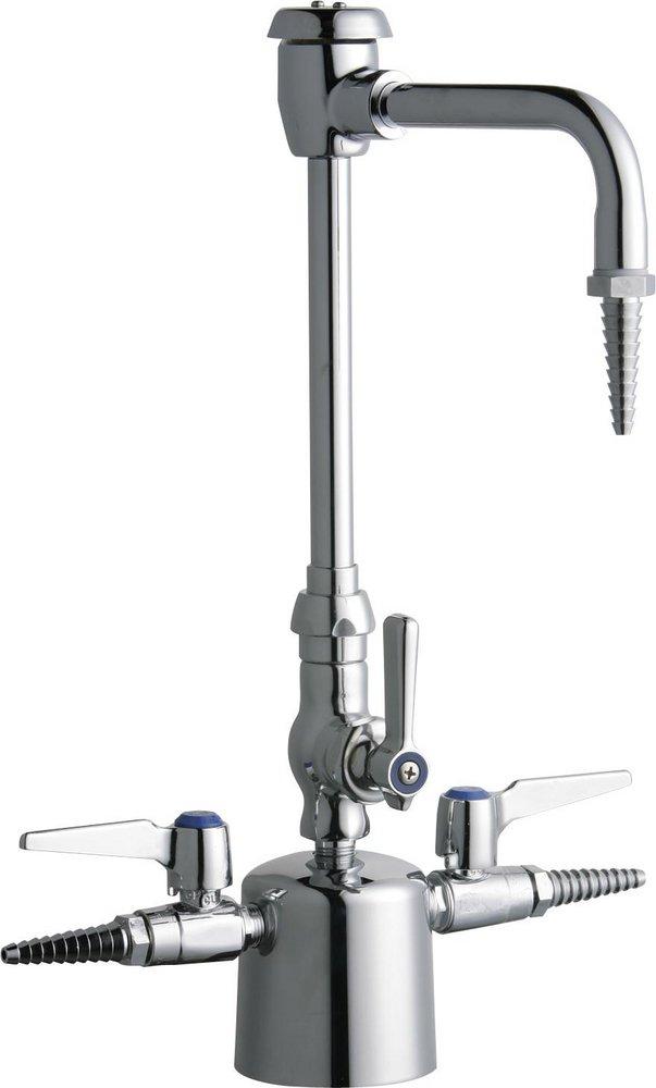 Chicago Faucets Polished Chrome 1 Hole Deck Mount Widespread Combination Valve Faucet with Lever Handle 