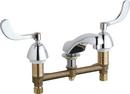 0.5 gpm 3 Hole Deck Mount Hot and Cold Water Sink Faucet with Double Wristblade Handle in Chrome Plated