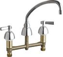 Chicago Faucets Polished Chrome 2-Hole Deckmount Faucet with Double Lever Handle and 9-1/2 in. Spout Reach 