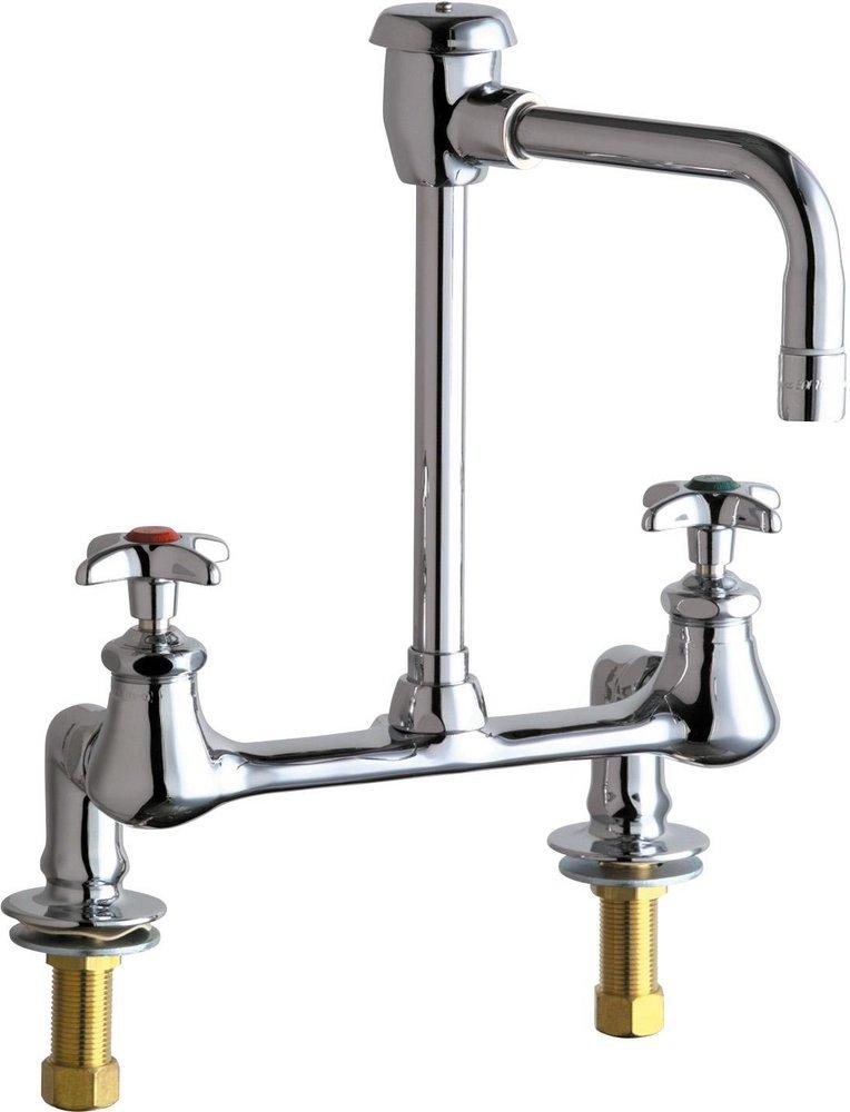 Chicago Faucets Polished Chrome 2.2 gpm 2 Hole Deck Mount Centerset Cold Laboratory Faucet with Double Cross Handle 