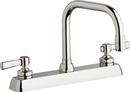 1.5 gpm Hot and Cold Water Workboard Faucet with Double Lever Handle in Polished Chrome