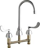 Chicago Faucets Polished Chrome Two Handle Wristblade Deck Mount Service Faucet 