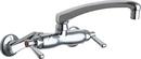 Chicago Faucets Polished Chrome 2.2 gpm 2 Hole Wall Mount Hot and Cold Water Sink Faucet with Double Lever Handle 