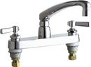 Chicago Faucets Polished Chrome 2-Hole Deckmount Hot and Cold Water Sink Faucet with Double Lever Handle 
