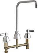 Chicago Faucets Polished Chrome 2.2 gpm 3 Hole Deck Mount Hot and Cold Water Sink Faucet with Double Lever Handle 