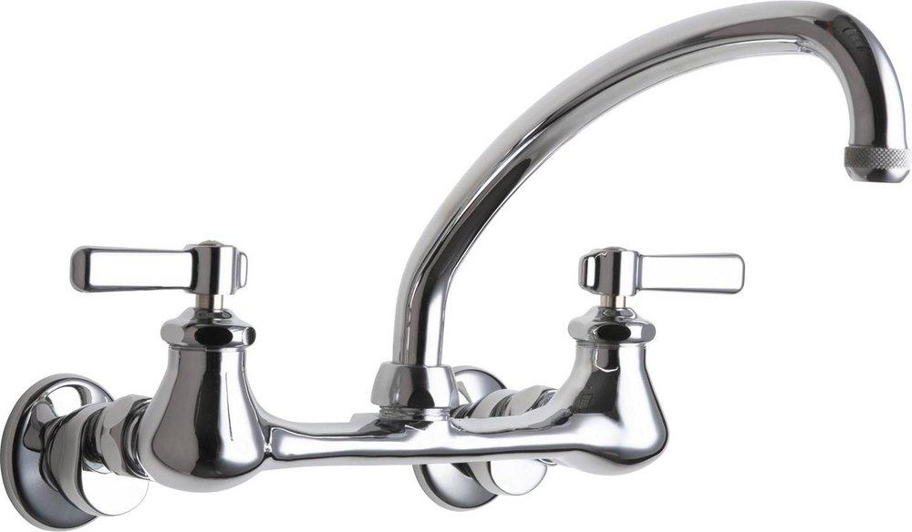 Chicago Faucets Polished Chrome Double Lever Handle Hot and Cold Water Sink Faucet 