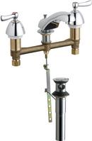 Chicago Faucets Polished Chrome Two Handle Widespread Bathroom Sink Faucet Lever Handle 