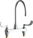 Two Handle Wristblade Deck Mount Service Faucet in Polished Chrome