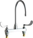 Chicago Faucets Polished Chrome Two Handle Wristblade Deck Mount Service Faucet 