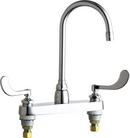 Chicago Faucets Polished Chrome Two Handle Wristblade Deck Mount Service Faucet 