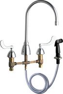 Chicago Faucets Polished Chrome Two Handle Wristblade Deck Mount Service Faucet 