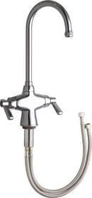 Chicago Faucets Polished Chrome 1 Hole Deck Mount Hot and Cold Water Sink Faucet with Lever Handle 