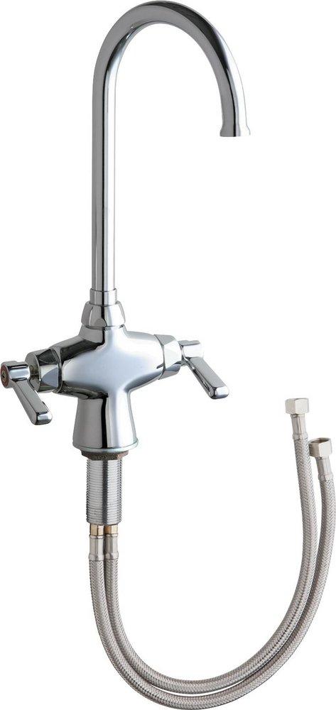 Chicago Faucets Polished Chrome 1.5 gpm 1 Hole Deck Mount Hot and Cold Water Sink Faucet with Lever Handle 