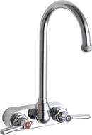 1.5 gpm 2 Hole Wall Mount Hot and Cold Water Sink Faucet with Lever Handle in Polished Chrome