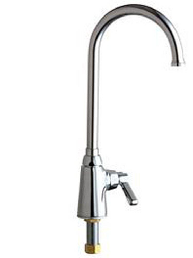 Chicago Faucets Polished Chrome 1-Hole Deckmount Single Supply Sink Faucet with Single Lever Handle 