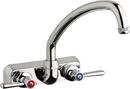 Chicago Faucets Polished Chrome Hot and Cold Water Workboard Sink Faucet with Double Lever Handle 