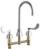 Chicago Faucets Polished Chrome Two Wristblade Handle Deck Mount Service Faucet 