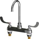 Two Wristblade Handle Deck Mount Service Faucet in Polished Chrome