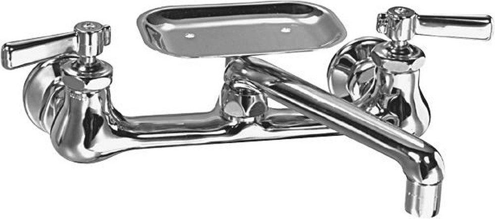 Chicago Faucets Polished Chrome Two Lever Handle Wall Mount Service Faucet 