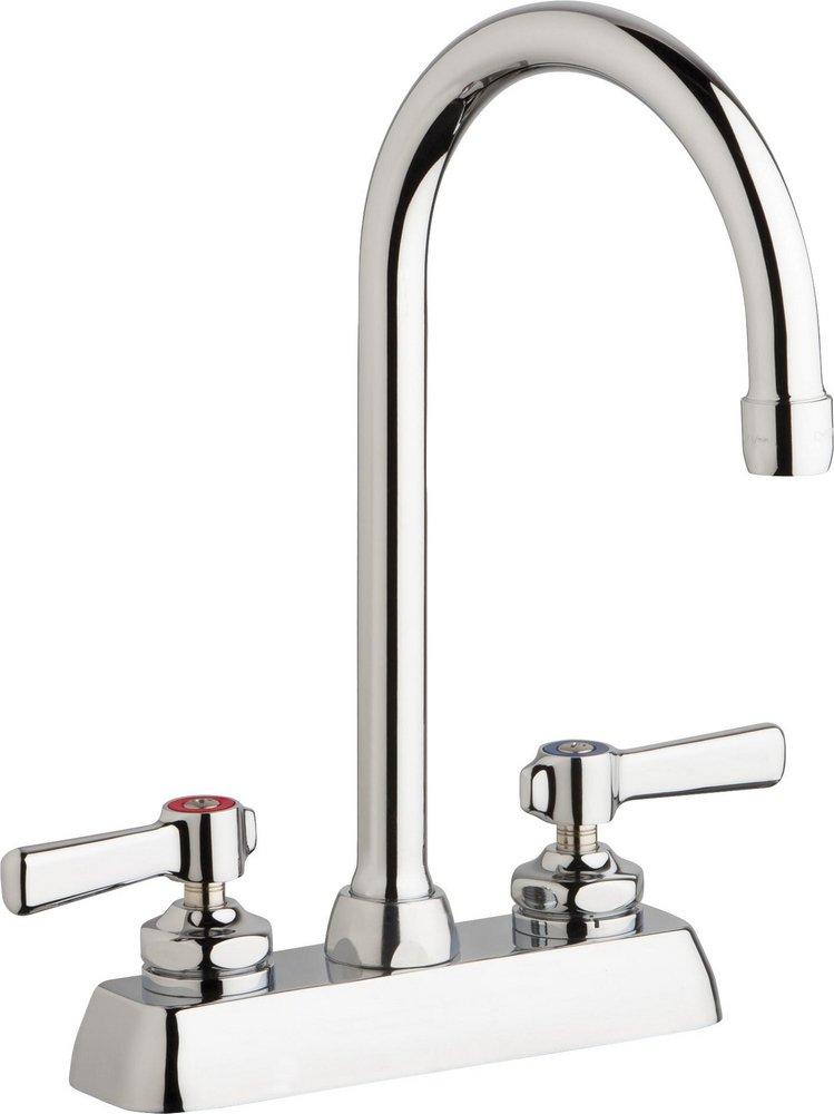 Chicago Faucets Polished Chrome Hot and Cold Water Workboard Sink Faucet with Double Lever Handle 
