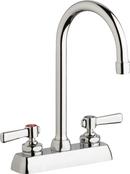 Chicago Faucets Polished Chrome Hot and Cold Water Workboard Sink Faucet with Double Lever Handle 
