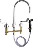 Chicago Faucets Polished Chrome Two Handle Wristblade Deck Mount Service Faucet 