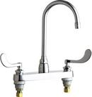 Chicago Faucets Polished Chrome Two Handle Wristblade Deck Mount Service Faucet