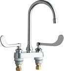 Chicago Faucets Polished Chrome 2.2 gpm 3 Hole Deck Mount Hot and Cold Water Sink Faucet with Double Wristblade Handle 