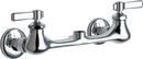 Chicago Faucets Polished Chrome 2 Hole Wall Mount Widespread Hot and Cold Water Sink Faucet with Double Lever Handle 