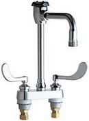 Chicago Faucets Polished Chrome 2 Hole Deck Mount Minispread Hot and Cold Water Sink Faucet with Double Wristblade Handle 
