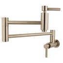 1-Hole Wall Mount Pot Filler with Double Lever Handle in Satin Nickel