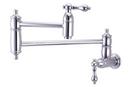 1-Hole Wall Mount Pot Filler with Double Lever Handle in Polished Chrome