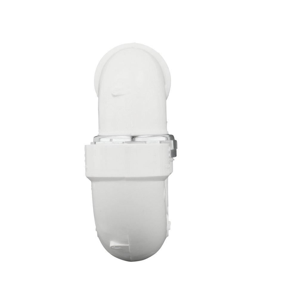 White PVC DWV Union P-Trap with Chrome Nut 