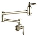 1-Hole Wall Mount Pot Filler with Double Metal Lever Handle in Polished Nickel