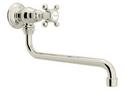 1-Hole Wall Mount Pot Filler with Single Cross Handle in Polished Nickel