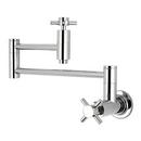 1-Hole Wall Mount Pot Filler with Double Cross Handle in Polished Chrome