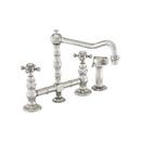 Harrington Brass Works Satin Nickel 4-Hole Kitchen Faucet with Double Cross Handle and Hand Spray 