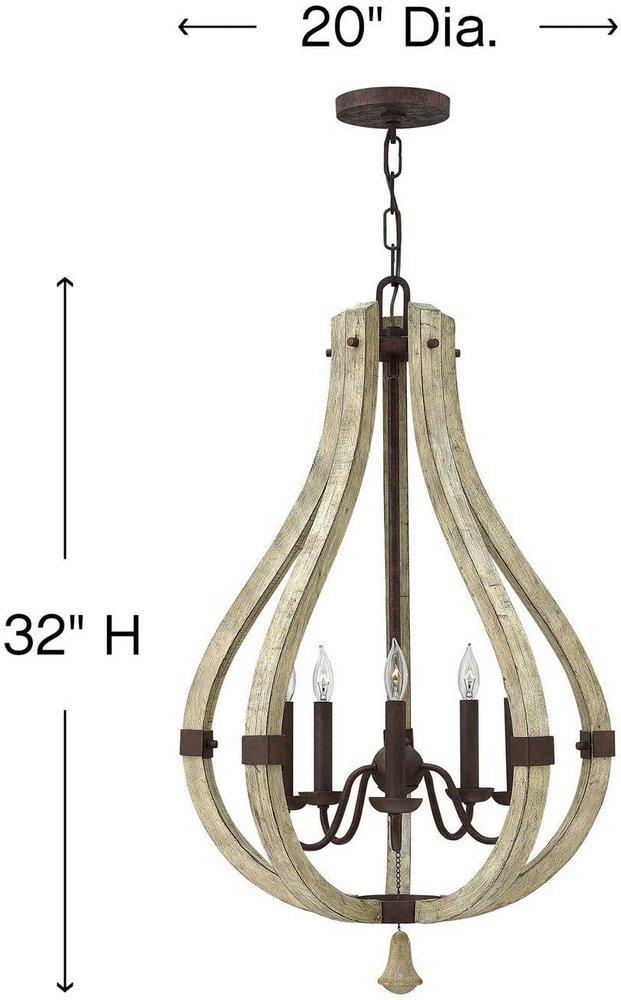 Fredrick Ramond Iron Rust 32 in. 60 W 5-Light Candelabra Chandelier 