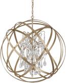 30-1/2 in. 6-Light Pendant in Winter Gold with Crystals Included