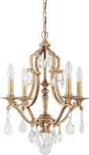 60W 4-Light Candelabra E-12 Incandescent Chandelier with Crystals Included in Antique Gold
