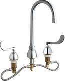 Chicago Faucets Polished Chrome Two Handle Wristblade Deck Mount Service Faucet 