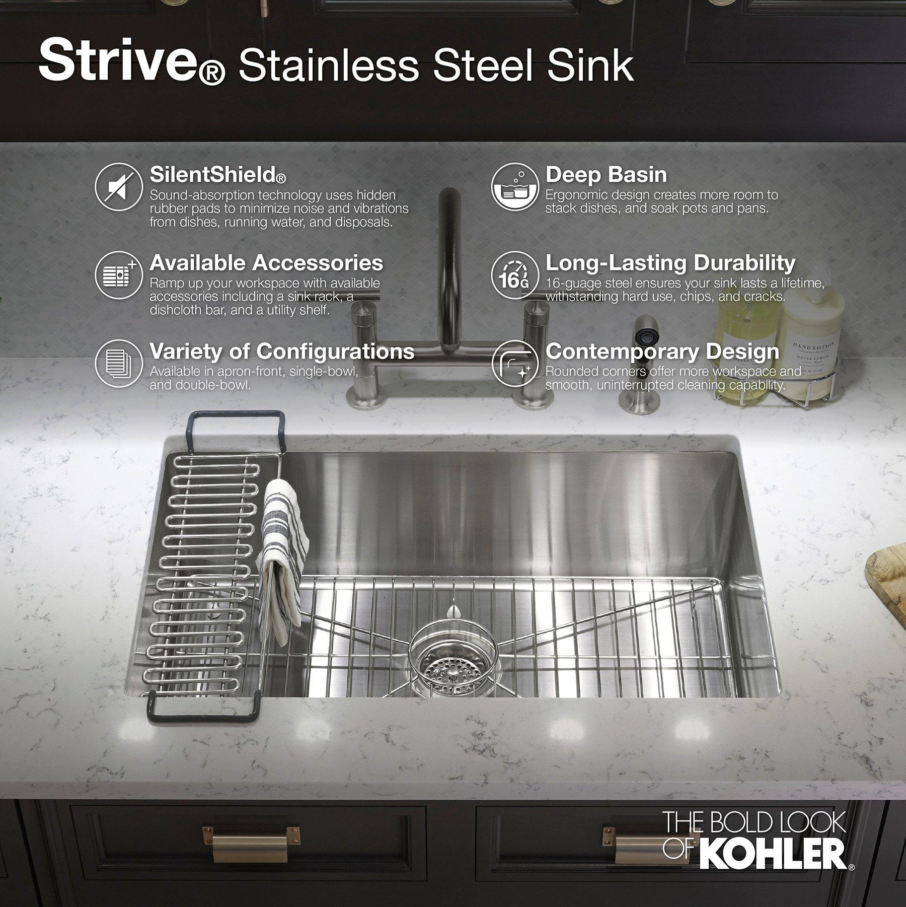 KOHLER Stainless Steel 15 x 15 in. Undermount Stainless Steel Bar Sink 