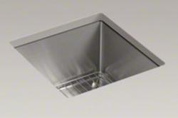 15 x 15 in. Single Basin Undermount 16-Gauge Stainless Steel Bar Sink with Basin Rack and SilentShield Sound Dampening