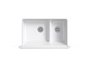 KOHLER White 35-11/16 x 21-9/16 in. No Hole Cast Iron Double Bowl Apron Front Kitchen Sink 