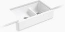 35-11/16 x 21-9/16 in. Cast Iron Double Bowl Farmhouse Kitchen Sink with Smart Divide in White