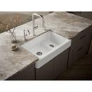 KOHLER White 35-1/2 x 21-9/16 in. No Hole Cast Iron Double Bowl Apron Front Kitchen Sink 