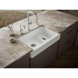 35-1/2 in. Undermount Farmhouse Cast Iron Double Bowl Kitchen Sink in White
