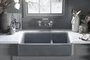 KOHLER White 35-1/2 x 21-9/16 in. Cast Iron Double Bowl Farmhouse Kitchen Sink with Smart Divide 