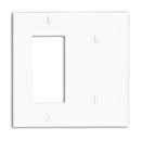 LEVITON White 4-1/2 x 4-1/2 in. Plastic 2-Gang Combo Wall Plate 