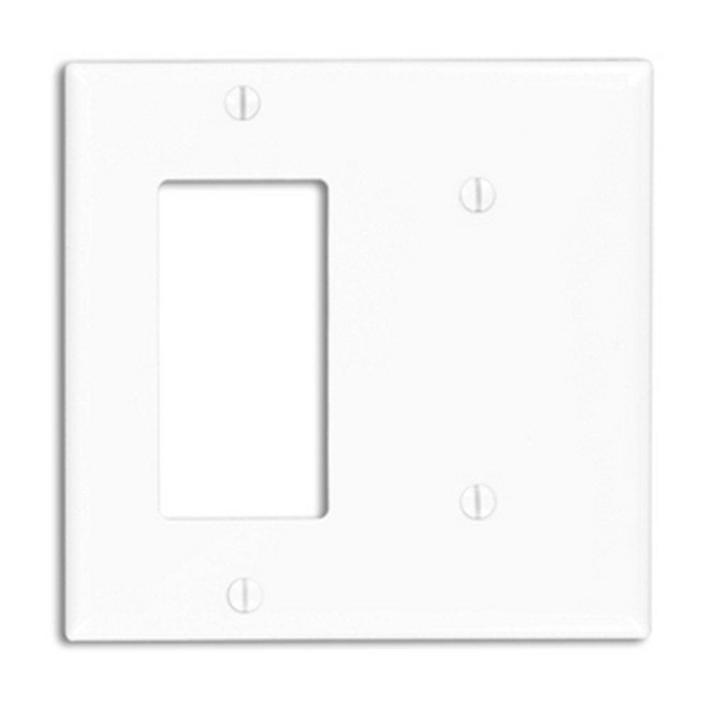 LEVITON White 4-1/2 x 4-1/2 in. Plastic 2-Gang Combo Wall Plate 